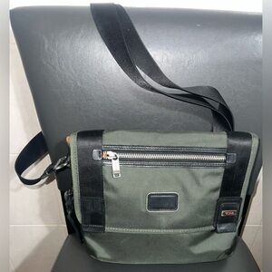 Tumi Olive Messenger Bag with Black Accents